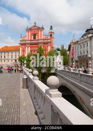 Franziskaner Kirche der Mariä Verkündigung in Ljubljana, Slowenien Stockfoto