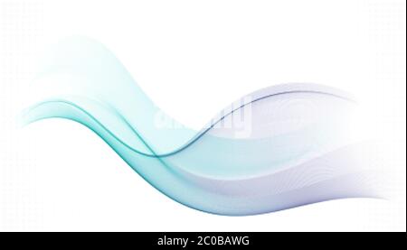 Blaue Wellenfarbe Rauch, Welle transparent abstrakt glatte Vektorlinien Stock Vektor