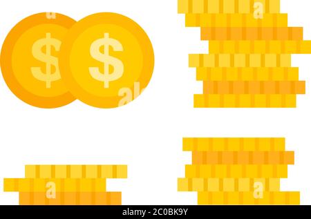 Goldene Münzen setzen flache Symbol Vektor isoliert Stock Vektor