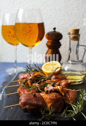 Fleisch und Wein Stockfoto