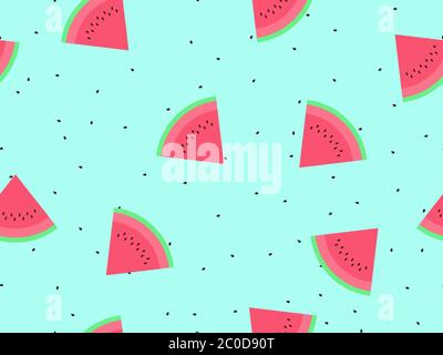 Wassermelone nahtloses Muster. Dreieckige Scheiben Wassermelone. Für Broschüren, Werbematerial und Tapeten. Vektorgrafik Stock Vektor