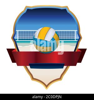 Beach Volleyball Emblem Illustration Stockfoto
