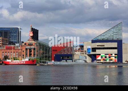 Chesapeake Lighthship & National Aquarium in Baltimore, Inner Harbor, Baltimore, Maryland, USA Stockfoto