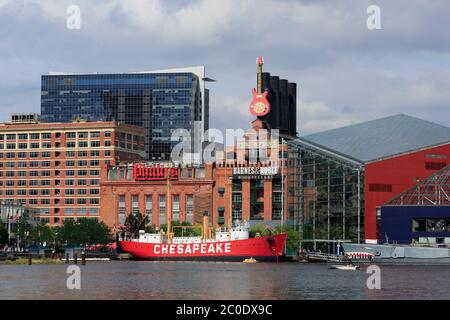 Chesapeake Lighthship & Power Plant, Inner Harbor, Baltimore, Maryland, USA Stockfoto