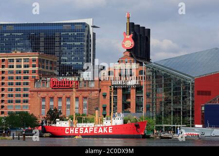 Chesapeake Lighthship & Power Plant, Inner Harbor, Baltimore, Maryland, USA Stockfoto