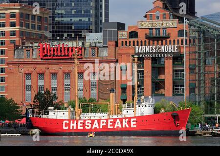 Chesapeake Lighthship & Power Plant, Inner Harbor, Baltimore, Maryland, USA Stockfoto