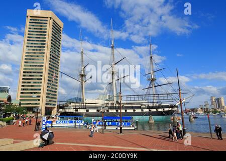 USS Constellation Museum & World Trade Center, Inner Harbour, Baltimore, Maryland, USA Stockfoto