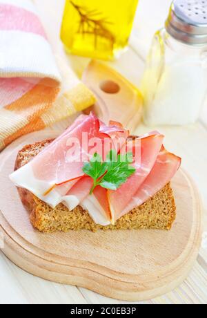 Sandwich mit Schinken Stockfoto