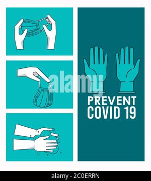 Wie man die Handschuhe entfernt covid19 Infografik Vektor Illustration Design Stock Vektor