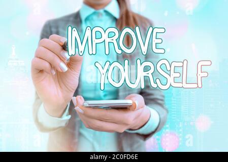 Textzeichen zeigt verbessern Sie sich. Business Foto Text, damit Ihre Fähigkeiten sieht immer ein besseres Individuum Stockfoto