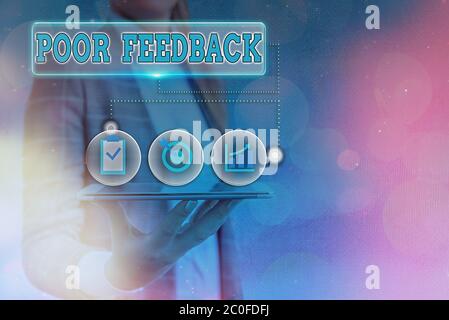 Textzeichen mit schlechtem Feedback. Business Foto Text niedrige Bewertung gegeben, um das angebotene Produkt und Service Stockfoto
