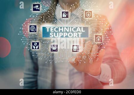 Handschrift Text Schreiben Technischer Support. Konzeptfoto ein Service eines Hardware- oder Softwareunternehmens Stockfoto