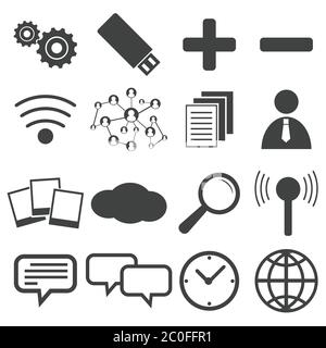 Einfaches schwarzes Icon Set 8 Stockfoto