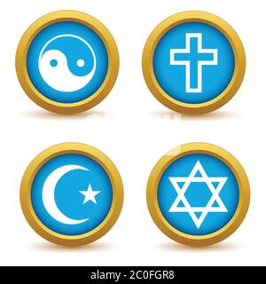 Religiöse Symbole Icon Set Stockfoto