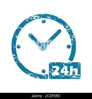 Symbol für „Grunge 24h Arbeitszeit“ Stockfoto