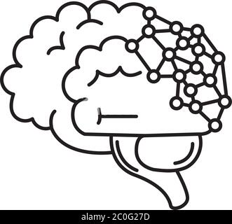 alzheimer erkrankte Gehirn Genetik, verringerte menschliche geistige Kapazität Vektor Illustration Linie Stil Symbol Stock Vektor
