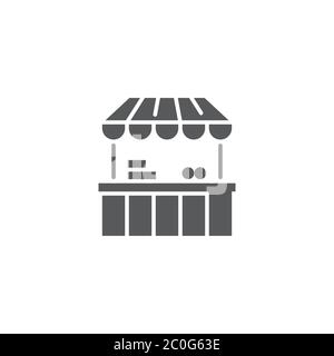 Farmers Markt Stall Vektor Symbol auf weißem Hintergrund isoliert Stock Vektor