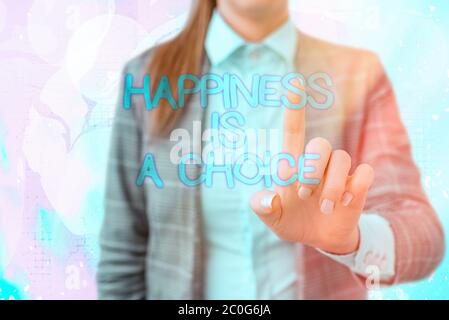 Handschrift Text Schreiben Glück ist EINE Wahl. Konzeptionelles Foto Bleib glücklich, egal was motiviert war Stockfoto