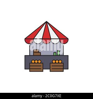 Farmers Markt Stall Vektor Symbol auf weißem Hintergrund isoliert Stock Vektor