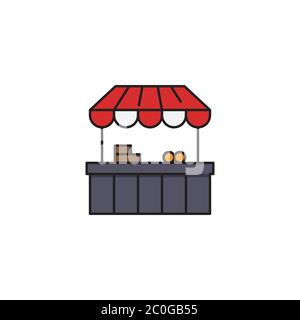 Farmers Markt Stall Vektor Symbol auf weißem Hintergrund isoliert Stock Vektor