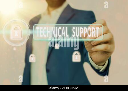Handschrift Text Schreiben Technischer Support. Konzeptfoto ein Service eines Hardware- oder Softwareunternehmens Stockfoto