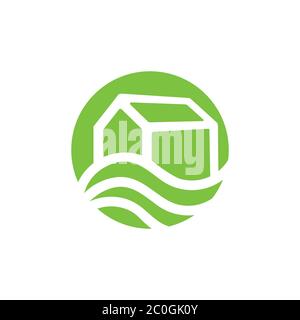Green Farmhouse Symbol geometrische Logo Vektor Stock Vektor