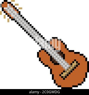 vektor Pixel Kunst Gitarre isoliert Cartoon Stock Vektor