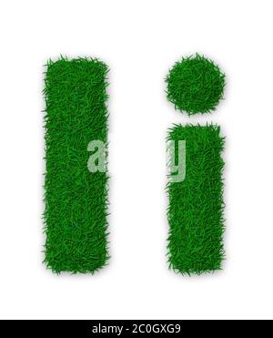 Illustration von Groß- und Kleinbuchstaben I aus Gras gemacht Stockfoto