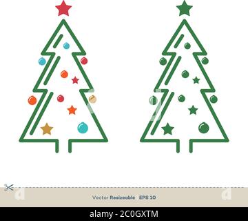 Weihnachtsbaum Linie Art Vektor Logo Vorlage Illustration Design. Vektor EPS 10. Stock Vektor