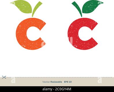 Buchstabe C Obst Symbol Vektor Logo Vorlage Illustration Design. Vektor EPS 10. Stock Vektor
