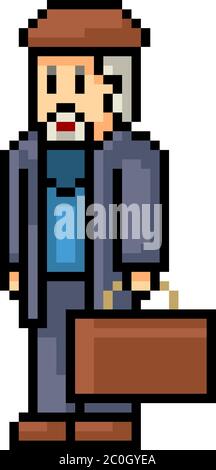 vektor Pixel Kunst Gentleman isoliert Cartoon Stock Vektor