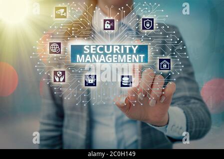 Handschrift Text Schreiben Security Management. Konzeptionelles Foto ist die Identifizierung von IS-Assets einer Organisation Stockfoto