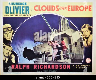 LAURENCE OLIVIER RALPH RICHARDSON und VALERIE HOBSON in Q PLANES aka CLOUDS OVER EUROPE 1939 Regisseur Tim WHELAN Columbia Pictures Stockfoto