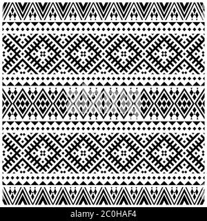 Stoff Ethno nahtlose geometrische Muster, traditionelle Tribal-Motive im Folk-Stil, Textur, Hintergrund Stockfoto