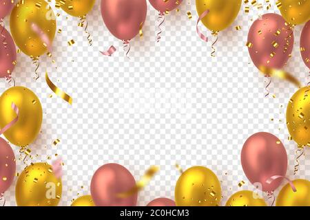 Glänzende Ballons mit Konfetti. Stock Vektor