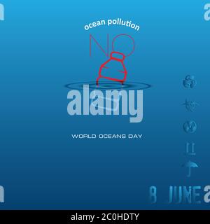 Banner zum Welttag der Ozeane, gefeiert im Juni. Stock Vektor