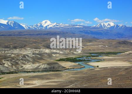 Chuya River Valley im Altai Gebirge Stockfoto