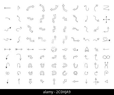 Handgezeichnete Doodle Pfeile set.Different directions pointer.Rout, Auswahl, Option, alternative Weise concept.Can für Web, Infografiken, App.Vector verwendet werden Stock Vektor