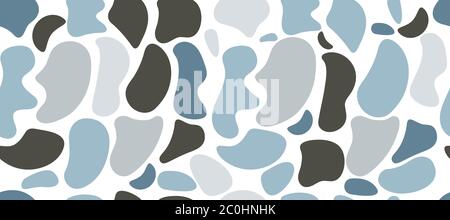 Farbflecken, nahtlose zufällige Muster mit organischen Formen. Blobs auf weißem Hintergrund. Vektorgrafik Stock Vektor
