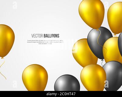 Fliegende 3D-Hochglanz-Ballons. Stock Vektor