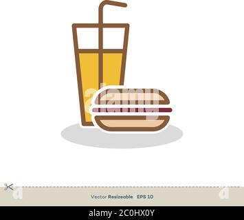 Burger und Zitronentee Symbol Vektor Logo Vorlage Illustration Design. Vektor EPS 10. Stock Vektor