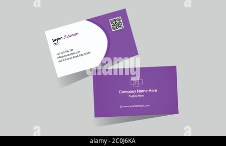 Corporate Business Card. Sauberes und einfaches Design mit Mockup und Ready Print Layout. Visitenkarte für das persönliche Besuchsstudio. Stock Vektor