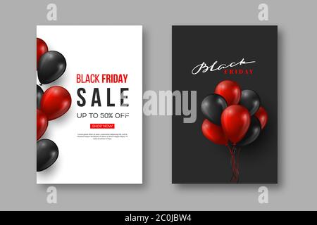 Black Friday Verkauf Poster mit Ballons. Stock Vektor