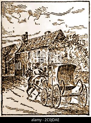 Eine alte Skizze des Weissen Rössl, Barnby Moor während der Coaching-Ära. Am 1. 6. Oktober 1786, der erste Postbus aus London, an der Great North Road, auf seine Reise. Der erste Pferdewechsel in Yorkshire erfolgte in Doncaster. Der Bus wurde von Barnby Moor nach Doncaster von Herrn Stanuel, der zu dieser Zeit, hielt die Red Lion Inn, in Scott Lane. Eine ziemliche Menge versammelten sich, um ihm zu begegnen, und es wurde auf der Bühne zwischen Doncaster und Ferrybridge von Mr. Woodcock, von der Old Angel Inn, Frenchgate, das älteste etablierte Posthaus in Doncaster horsed. Stockfoto