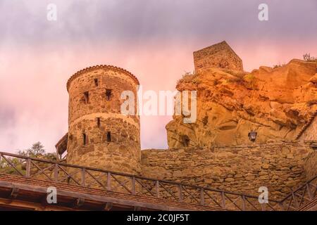 David Gareji oder Garedja Höhle Kloster in Georgien, in der Region Kachetien, Sunset View Stockfoto