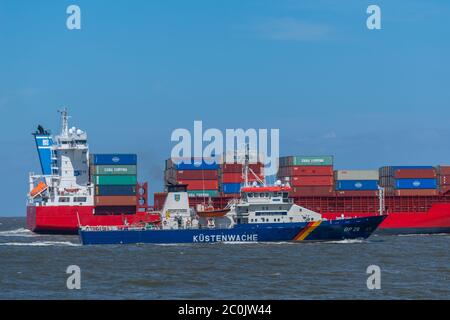 Nordsee, Mündung der Elbe, vor Cuxhaven auf dem Festland, Niedersachsen, norddeutschland Stockfoto