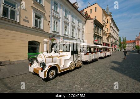 Touristenzug in Ljubljana, Slowenien Stockfoto