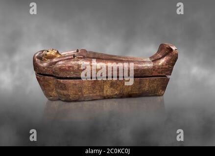 Acient ägyptischen sacophagus von Kha - innere Sarg aus Grab von Kha, Theban Grab 8, Mitte 18. Dynastie (1550 bis 1292 v. Chr.), Turin Ägyptischen Museum. Grau b Stockfoto