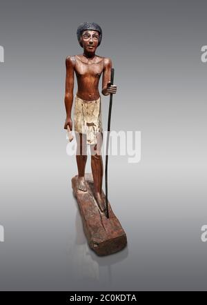 Alte ägyptische Holzstatue von Wepwawetemhat, Mittleres Königreich, 12. Dynastie, (1939-1875 v. Chr.), Asyut, Grab von Minhotep. Ägyptisches Museum, Turin. Cat 87 Stockfoto