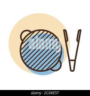 Grillgrill mit Zangenvektor-Symbol. Diagrammsymbol für das Kochen von Website-Design, Logo, App, UI Stock Vektor